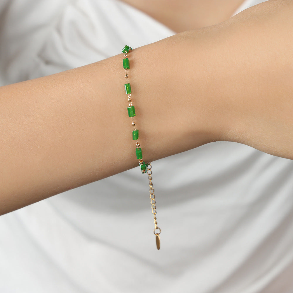 Green Crystal Bead Necklace & Bracelet