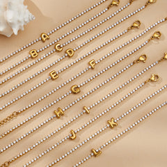 Cubic Zirconia Initial Chain Bracelet
