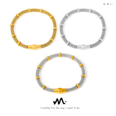 18K Gold-Plated Bamboo-Texture Round Bracelet