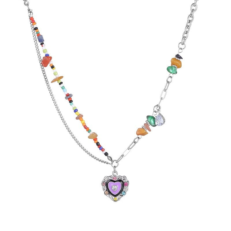 Nicolette Glass Heart Choker Necklace