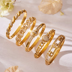 18K Gold-Plated Twisted and Sparkling Bangle Designs