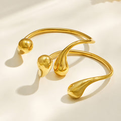 Sculptural Teardrop-End Open Cuff Bracelet