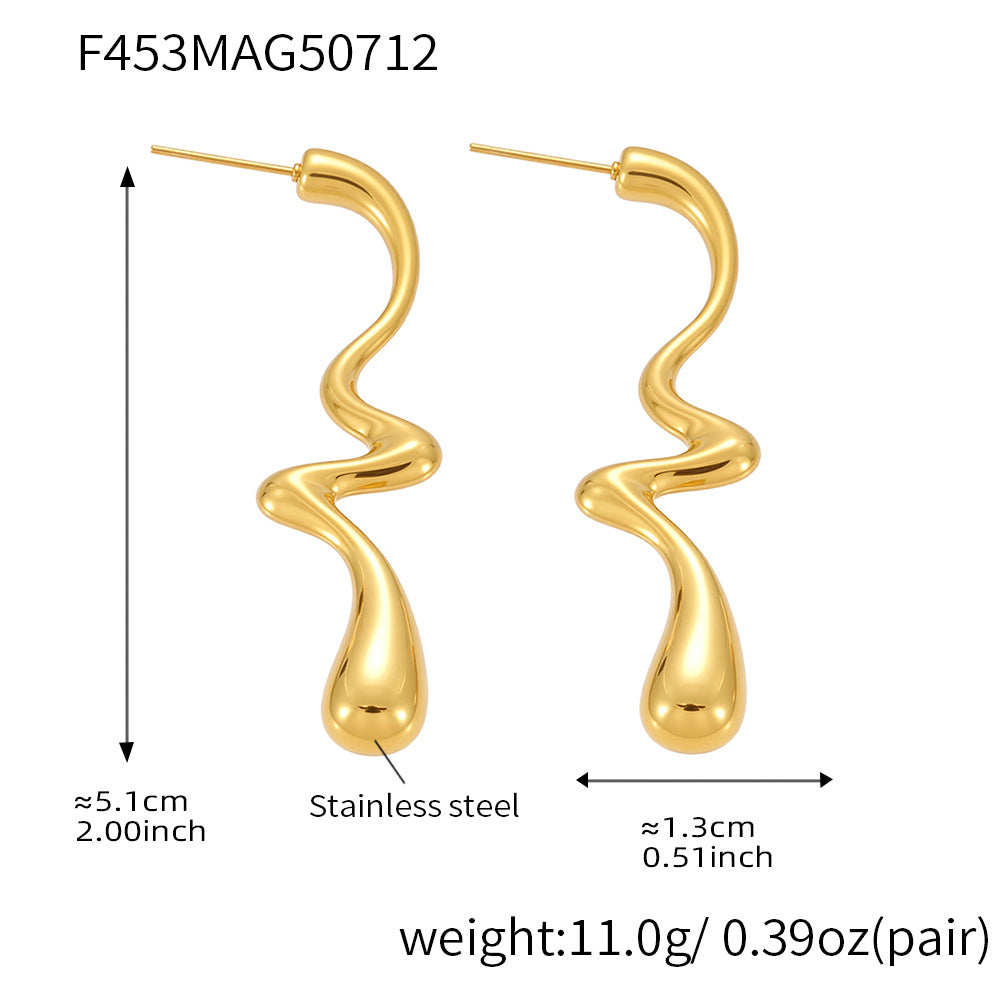 18K Gold-Plated Sculptural Wave Drop Earrings