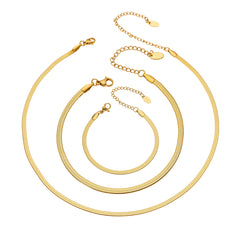 18K Gold-Plated Snake Chain Necklace and Bracelet