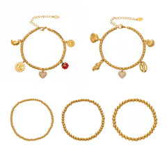 18K Gold-Plated Heart Charm or Bead Bracelet