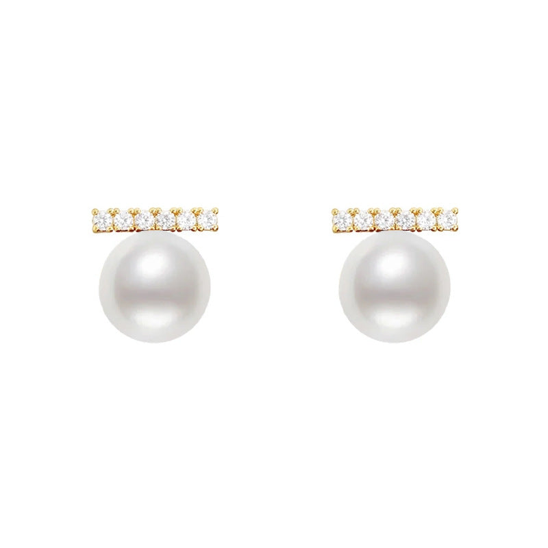 Daphne Vintage-Inspired Pearl Pavé Stud Earrings No. 996667