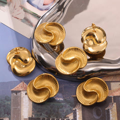 Textured Spiral Disc Stud Earrings