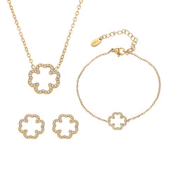 Cubic Zirconia Clover Necklace, Bracelet or Stud Earrings