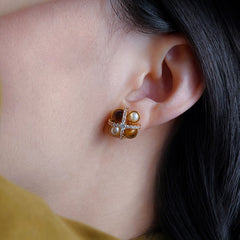 Nadine Tiger-Eye Pavé Stud Earrings
