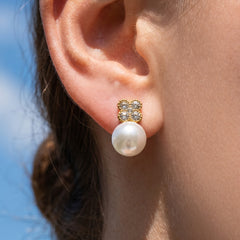 Pearl-Look Clover Stud Earrings