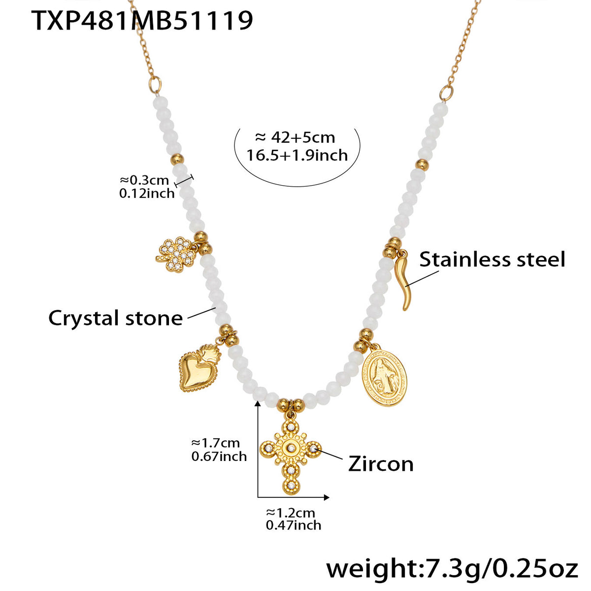 Natural Stone Charm Necklace & Bracelet