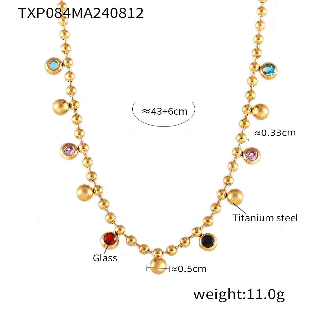 18K Gold-Plated Colored Glass Charm Necklace or Bracelet