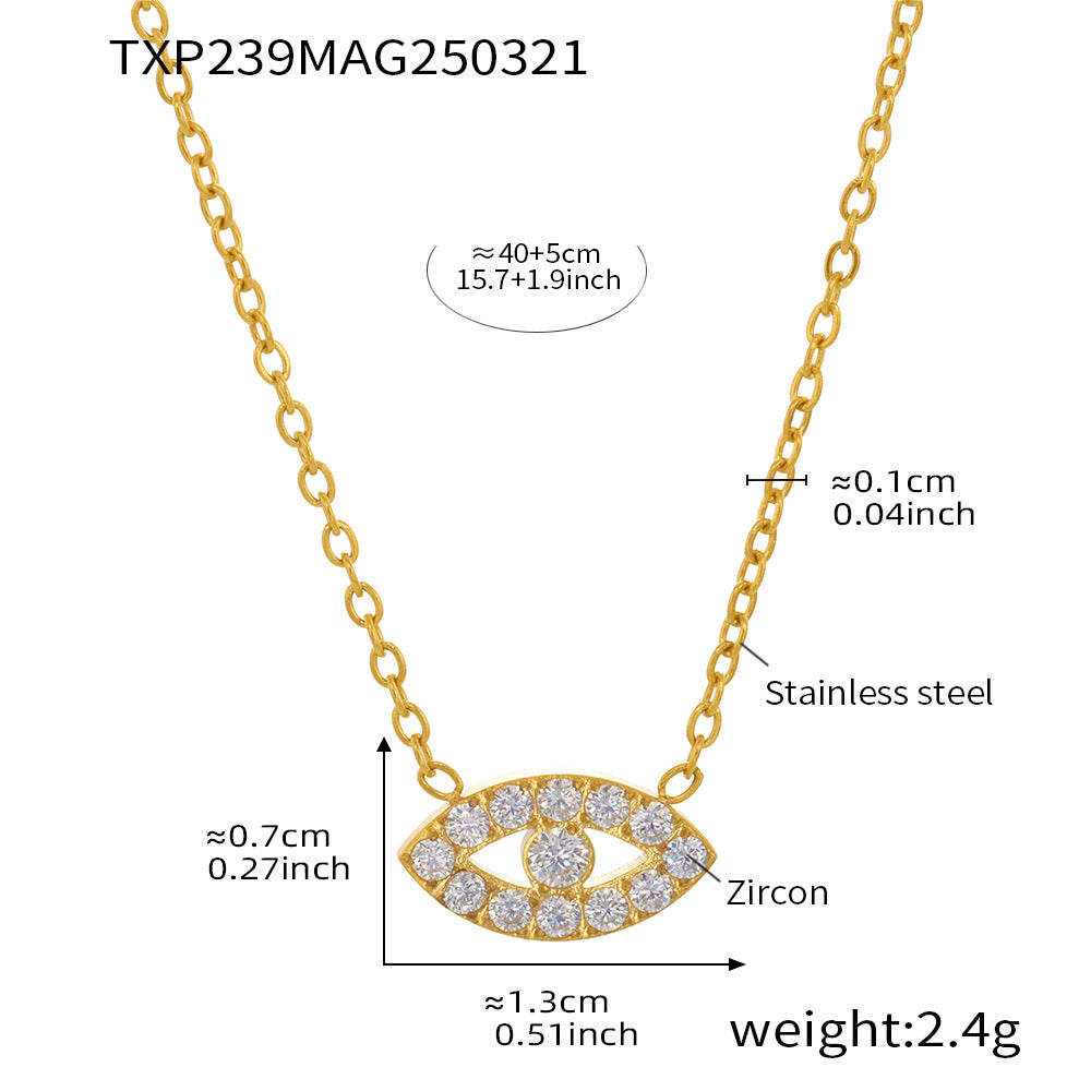 Eye-Motif Cubic Zirconia Necklace & Bracelet