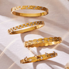 Cubic Zirconia Geometric Bangle Collection