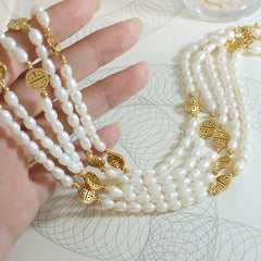 18K Gold-Plated Freshwater Pearl Symbol Charm Necklace