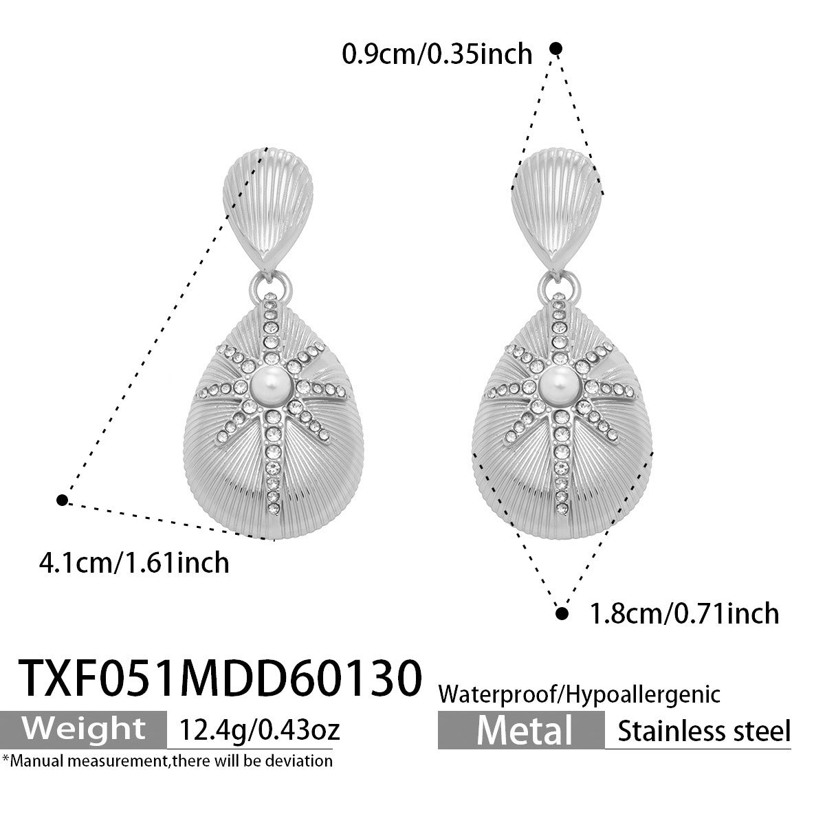 18K Gold-Plated Starburst Teardrop Shell Pearl Earrings