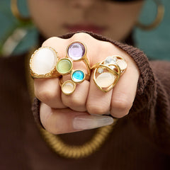 Cat-Eye-Look Sculptural Statement Rings