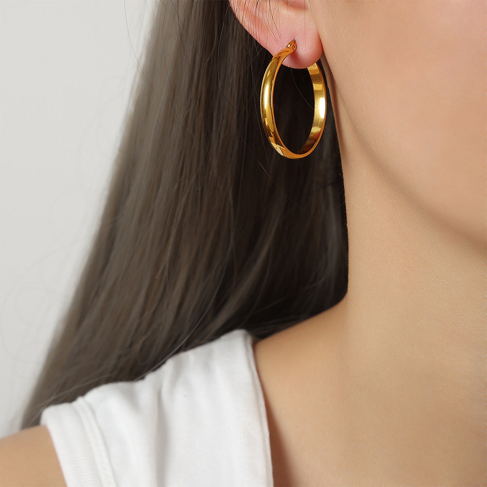 Gold-Tone Minimal Open Circle Earrings