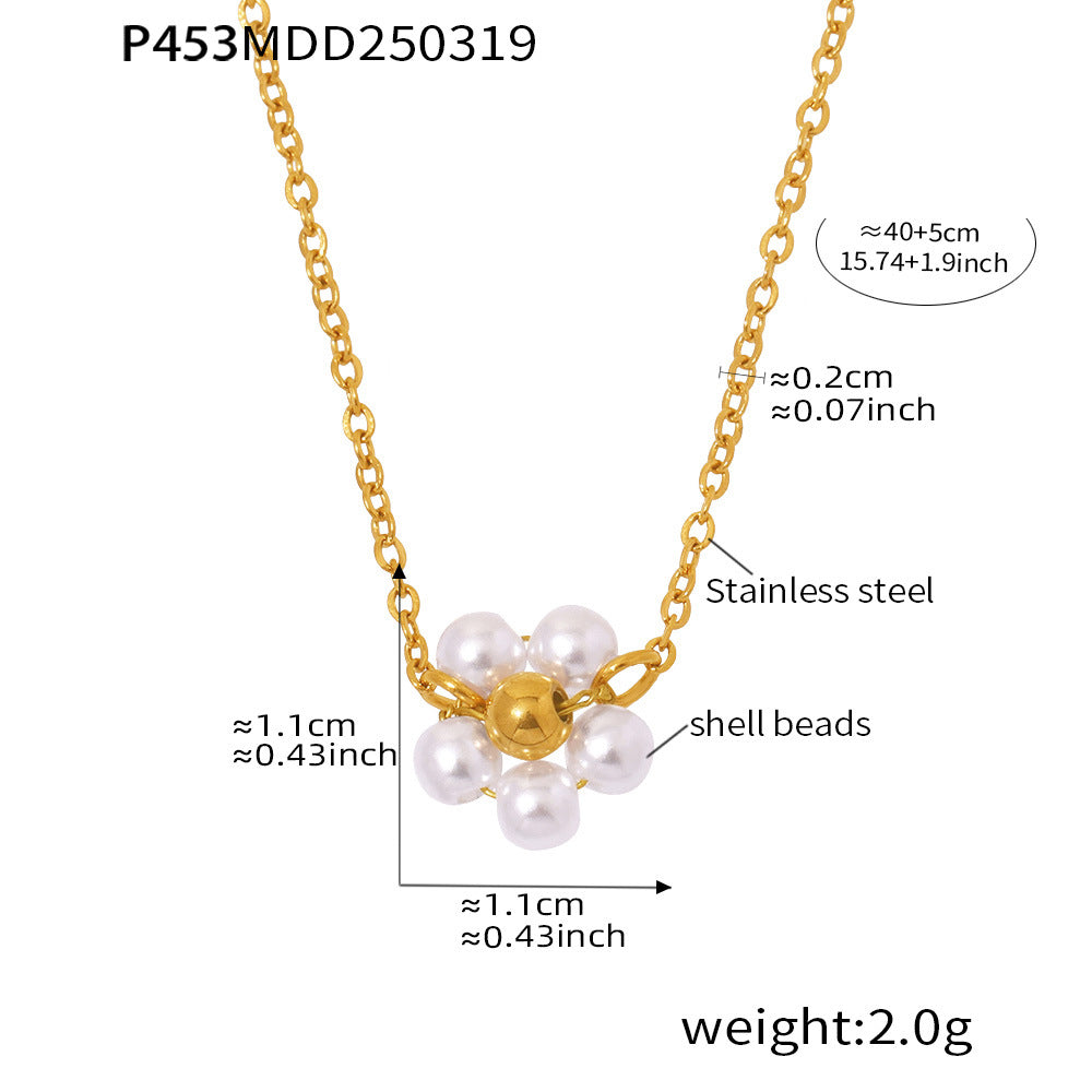 18K Gold-Plated Shell Pearl-Look Layered Necklace Designs