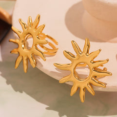 18K Gold-Plated Sunburst Open Ring