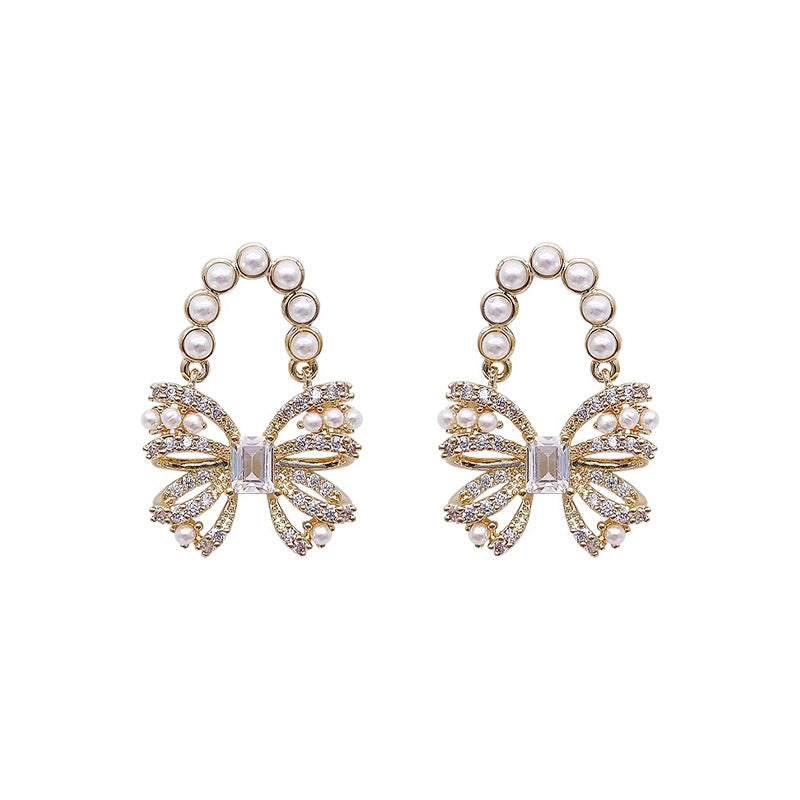 Marielle Vintage-Inspired Pearl Bow Stud Earrings