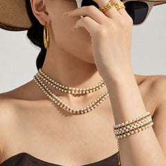 18K Gold-Plated Pearl-Look Necklace and Bracelet