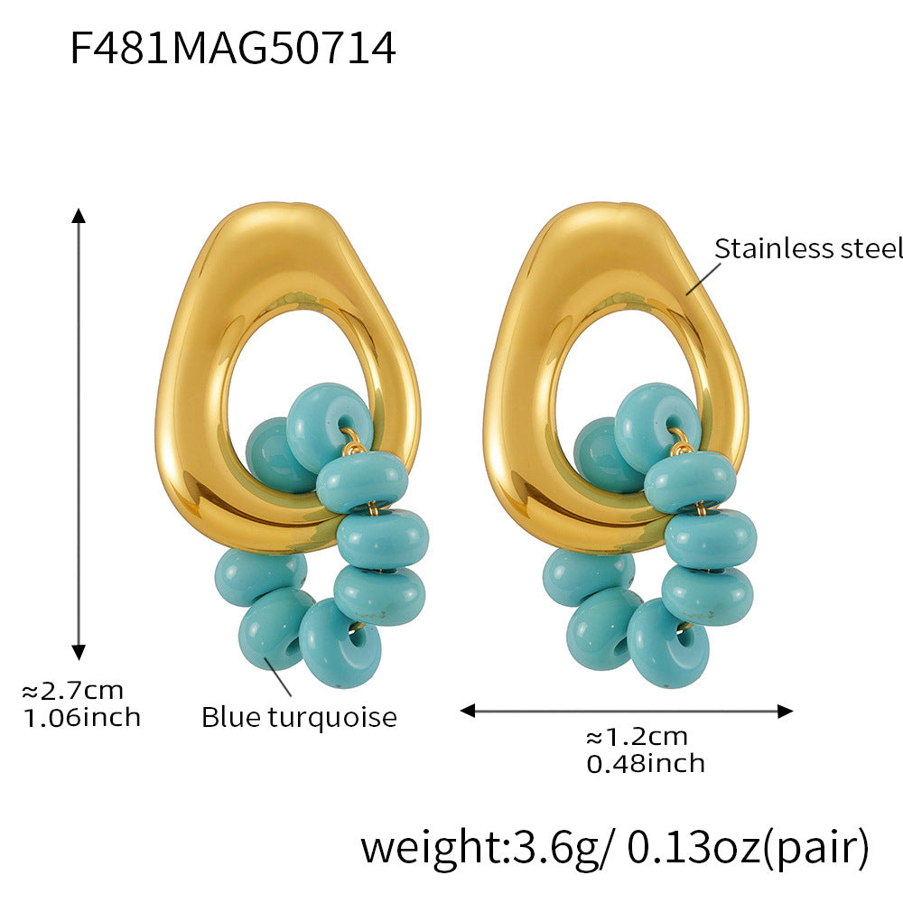 Turquoise & Natural Stone Cluster Earrings