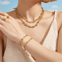 18K Gold-Plated Rectangular Link Necklace or Bracelet
