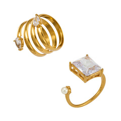 Cubic Zirconia Geometric Statement Ring