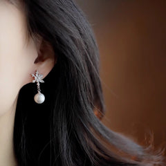 Camille Pearl Pavé Snowflake Stud Earrings