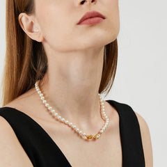Camille Vintage-Inspired Pearl Heart Choker Necklace