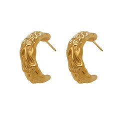 18K Gold-Plated Folded Texture Hoop Earrings