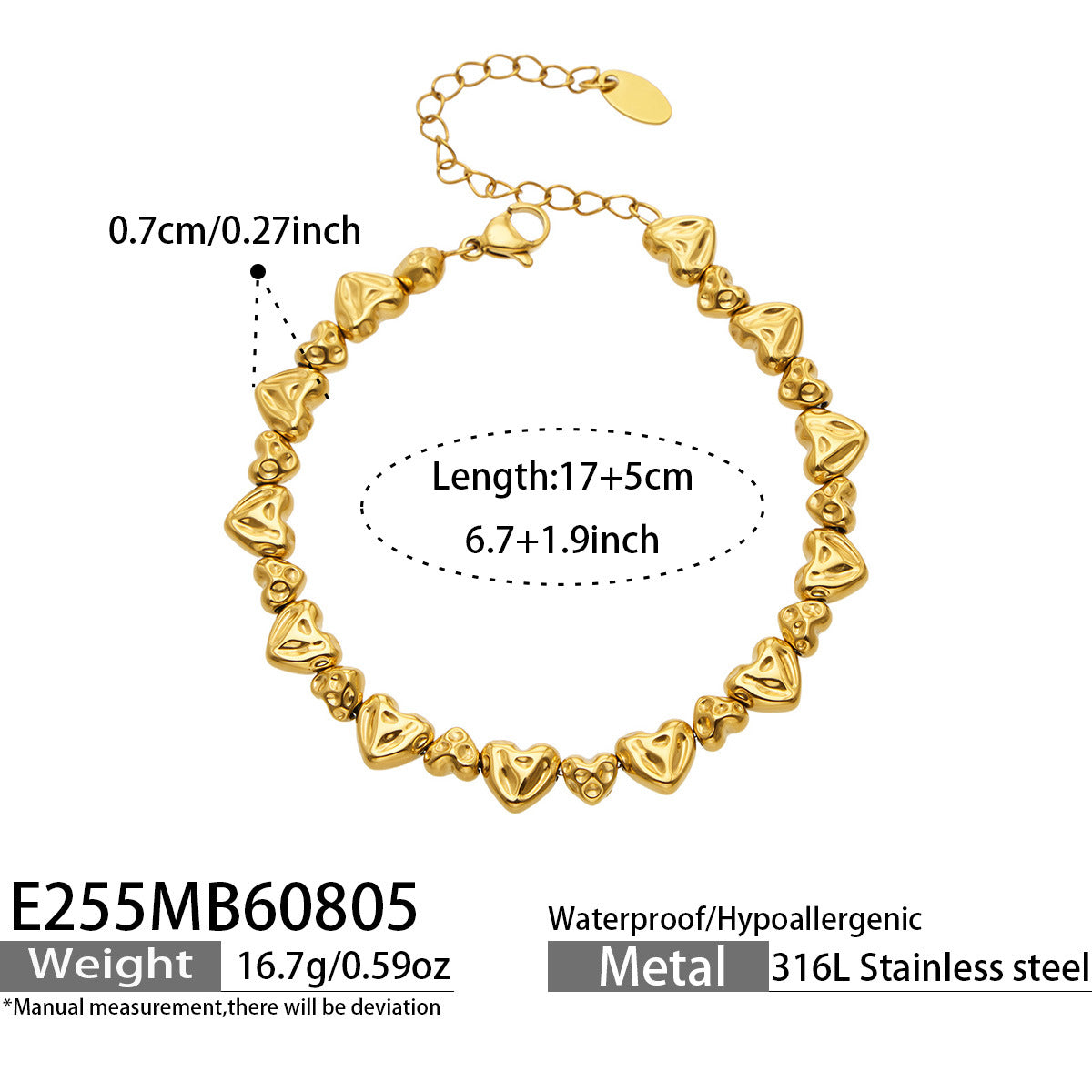 Hammered Heart & Ocean Charm Bracelets