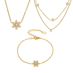 Floral Cubic Zirconia Necklace or Bracelet