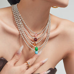 Pearl-Look Agate Pendant Necklace