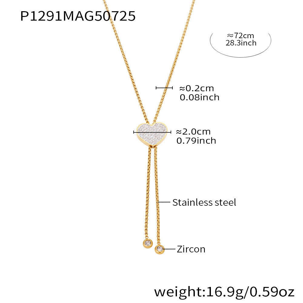 Heart Cubic Zirconia Long Lariat Necklace