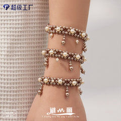 Shell Pearl-Look Beaded Charm Bracelet