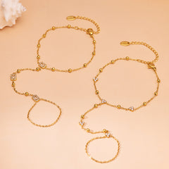 Cubic Zirconia Hand Chain Bracelets