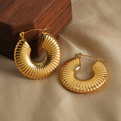 Gold-Tone Ribbed Round Hoop Earrings
