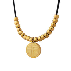 Engraved Coin Cord Necklace