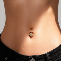 Cubic Zirconia Heart and Ball Navel Jewelry