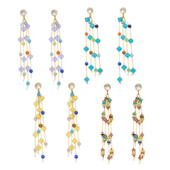 Natural Crystal Bead Chain Drop Earrings
