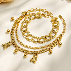 Bear Charm and Oval Link Bracelet Designs