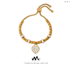 Sparkling Heart Charm Slider Bracelet