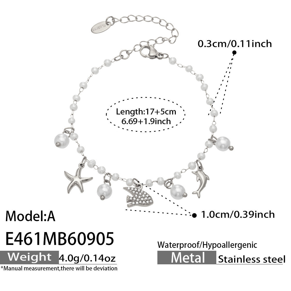 Ocean Charm Shell Pearl-Look Bracelet