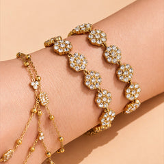 18K Gold-Plated Cubic Zirconia Flower Slider Bracelet