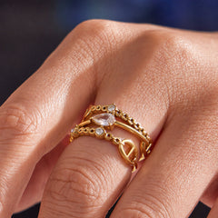 18K Gold-Plated Cubic Zirconia Open Ring