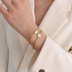 18K Gold-Plated Heart Shell Detail Bracelet