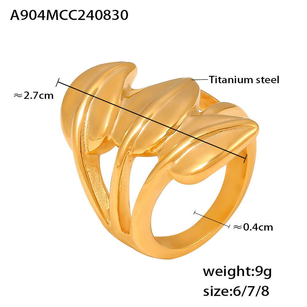18K Gold-Plated Leaf Heart Sculptural Ring