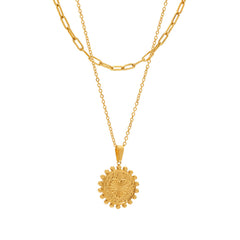 Gold-Tone Layered Sunburst Pendant Necklace